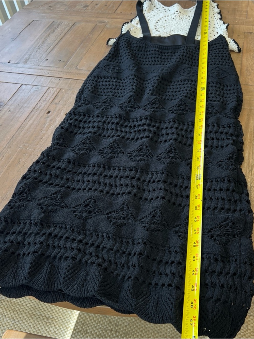 Zara Black And White Crochet  MIDI Dress Women’s Medium Bodycon Bohemian - Picture 11 of 13